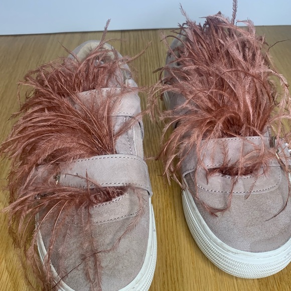 Zara Feathers Velvet Pink Shoes - Picture 5 of 12